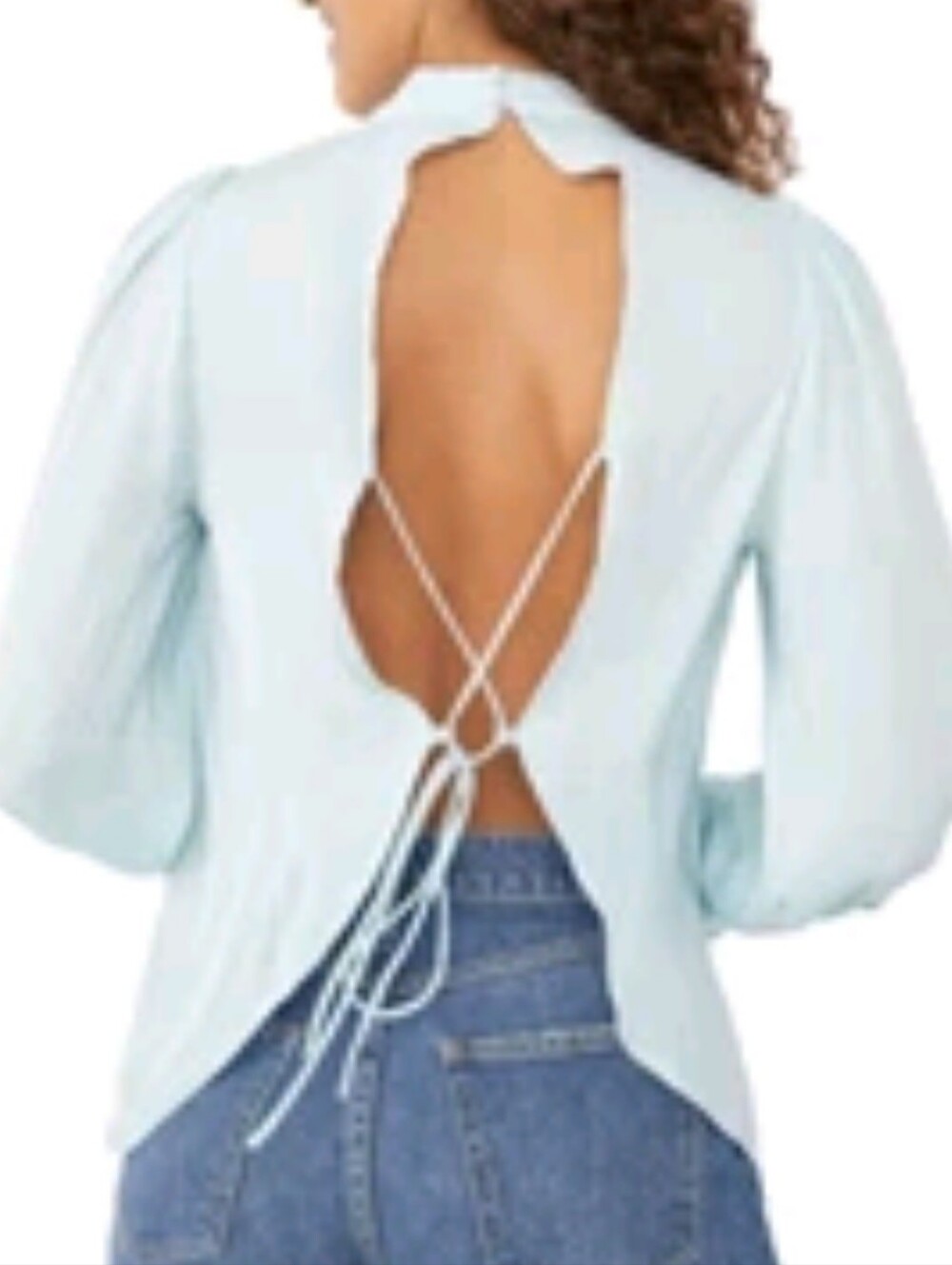 Free People Fiona Backless Top light blue Size XS